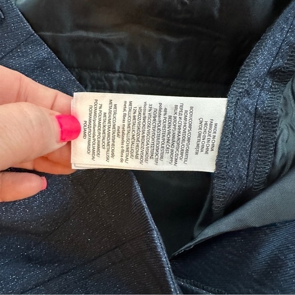 Polo Ralph Lauren Metallic Thread Wide Leg Cuffed Trouser Pants Navy 12 - Picture 7 of 10